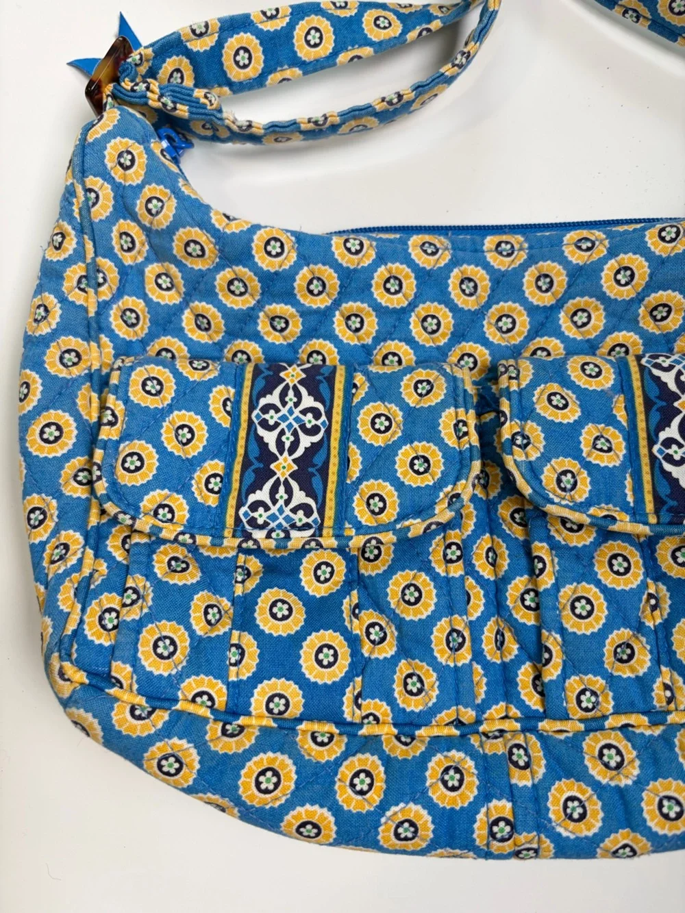 VERA BRADLEY Riviera 2008 Libby Crossbody Purse Shoulder Bag Blue Yellow Y2K